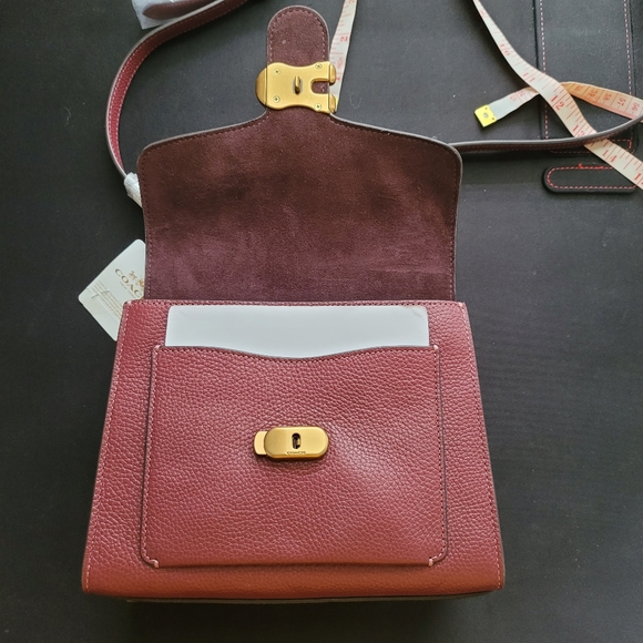 Sold-Tabby Pebbled Leather Flap Bag- Deep Red - Picture 7 of 12